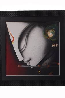 Krishna Playing Flute Satin Matt Texture UV Art Painting