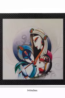 Radha Krishna Satin Matt Texture UV Art Painting