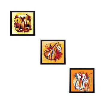Set Of 3 Abstract Figures Satin Matt Texture UV Art Painting 1