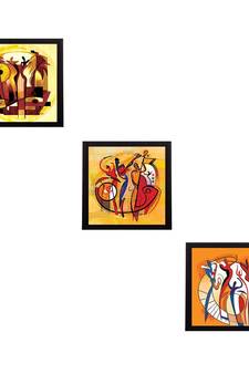 Set Of 3 Abstract Figures Satin Matt Texture UV Art Painting