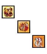 Set Of 3 Abstract Figures Satin Matt Texture UV Art Painting