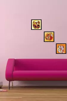 Set Of 3 Abstract Figures Satin Matt Texture UV Art Painting