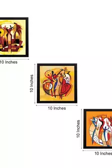 Set Of 3 Abstract Figures Satin Matt Texture UV Art Painting