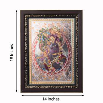 Lord Krishna Laminated Silver and Golden Foil 3