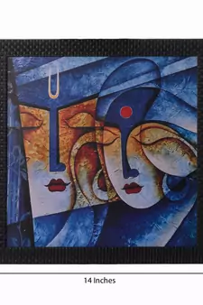 Radha Krishna Satin Matt Texture UV Art Painting
