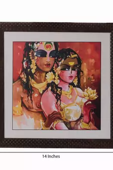 Radha Krishna Satin Matt Texture UV Art Painting