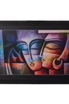 Radha Krishna Satin Matt Texture UV Art Painting