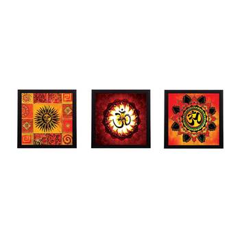 Set Of 3 Om and Sun Satin Matt Texture UV Art Painting 1