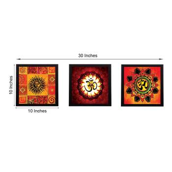 Set Of 3 Om and Sun Satin Matt Texture UV Art Painting 2