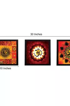 Set Of 3 Om and Sun Satin Matt Texture UV Art Painting