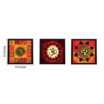 Set Of 3 Om and Sun Satin Matt Texture UV Art Painting 3