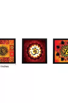 Set Of 3 Om and Sun Satin Matt Texture UV Art Painting