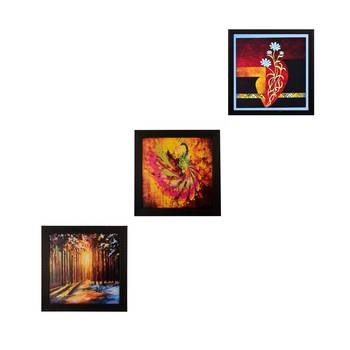Set Of 3 Abstract Designs Satin Matt Texture UV Art Painting 1