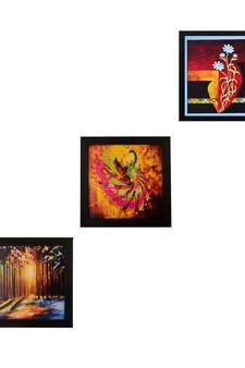 Set Of 3 Abstract Designs Satin Matt Texture UV Art Painting