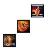 Set Of 3 Abstract Designs Satin Matt Texture UV Art Painting