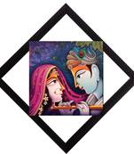 Radha Krishna & Flute Satin Matt Texture UV Art Painting