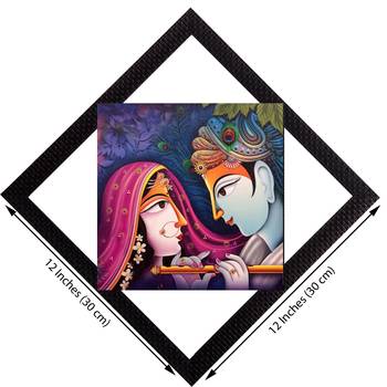 Radha Krishna & Flute Satin Matt Texture UV Art Painting 3