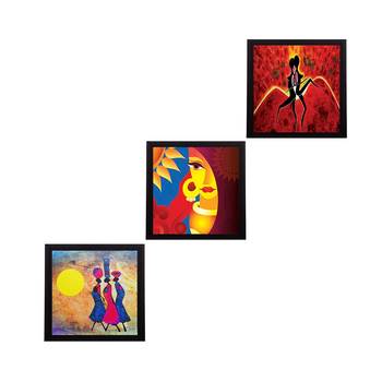 Set Of 3 Abstract Women Figures Satin Matt Texture UV Art Painting 1