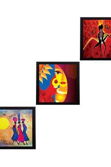 Set Of 3 Abstract Women Figures Satin Matt Texture UV Art Painting
