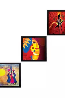 Set Of 3 Abstract Women Figures Satin Matt Texture UV Art Painting