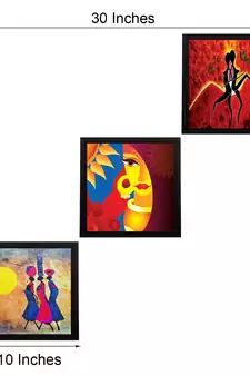 Set Of 3 Abstract Women Figures Satin Matt Texture UV Art Painting