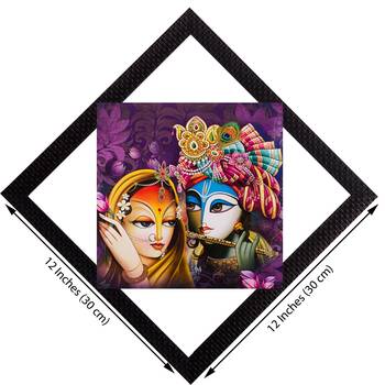 Radha & Krishna Playing Flute Satin Matt Texture UV Art Painting 3