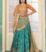 Attractive Green Silk Embroidered Circular Lehenga Choli