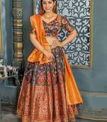 Green Banarasi Silk Resham Work Circular Lehenga Choli