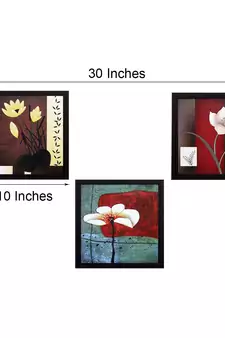 Set Of 3 Decorative Botanical Floral Pot Satin Matt Texture UV Art Painting