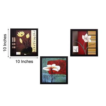 Set Of 3 Decorative Botanical Floral Pot Satin Matt Texture UV Art Painting 4