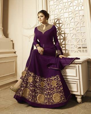 Purple Embroidered Georgette Salwar With Dupatta 2