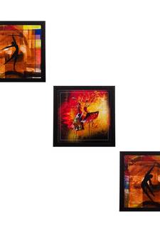 Set Of 3 Dancing Figures Satin Matt Texture UV Art Painting