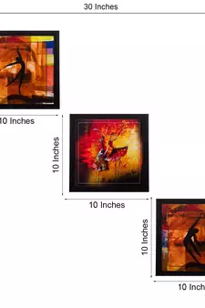 Set Of 3 Dancing Figures Satin Matt Texture UV Art Painting