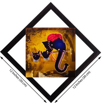 Lord Ganesh With Flute Satin Matt Texture UV Art Painting 2