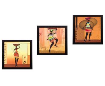 Set of 3 Tribal Lady Satin Matt Texture UV Art Painting 1