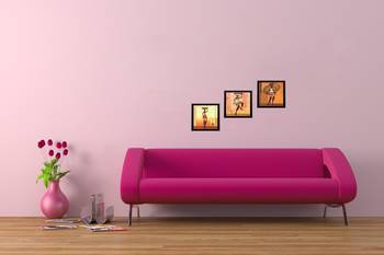 Set of 3 Tribal Lady Satin Matt Texture UV Art Painting 2