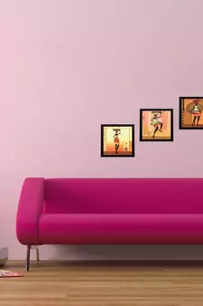 Set of 3 Tribal Lady Satin Matt Texture UV Art Painting