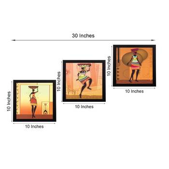 Set of 3 Tribal Lady Satin Matt Texture UV Art Painting 3