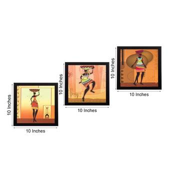 Set of 3 Tribal Lady Satin Matt Texture UV Art Painting 4