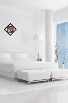 Colorful Radha & Krishna With Flute Satin Matt Texture UV Art Painting