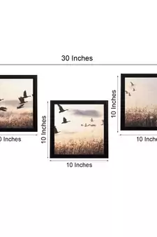 Set Of 3 Flying Birds Scenary Satin Matt Texture UV Art Painting
