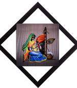 Woman With Instrument Satin Matt Texture UV Art Painting