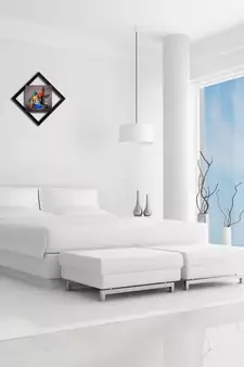 Woman With Instrument Satin Matt Texture UV Art Painting
