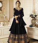 Black Embroidered Georgette Salwar With Dupatta