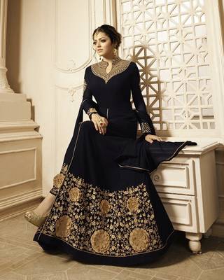 Black Embroidered Georgette Salwar With Dupatta 2