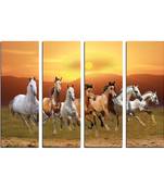 4 Panel Lucky 7 Running Horses Premium Canvas Painting