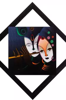 Radha Krishna In Blue Satin Matt Texture UV Art Painting