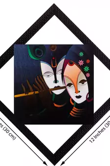 Radha Krishna In Blue Satin Matt Texture UV Art Painting