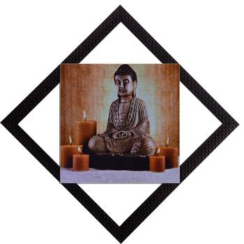 Lord Buddha With Candles Satin Matt Texture UV Art Painting 1