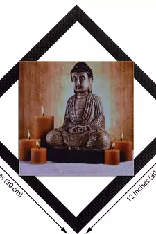 Lord Buddha With Candles Satin Matt Texture UV Art Painting